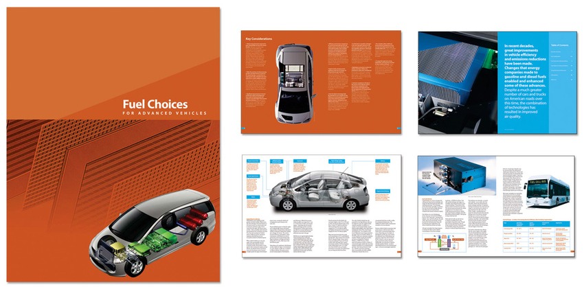 Fuel Choices for Advanced Vehicles, brochure cover and spreads