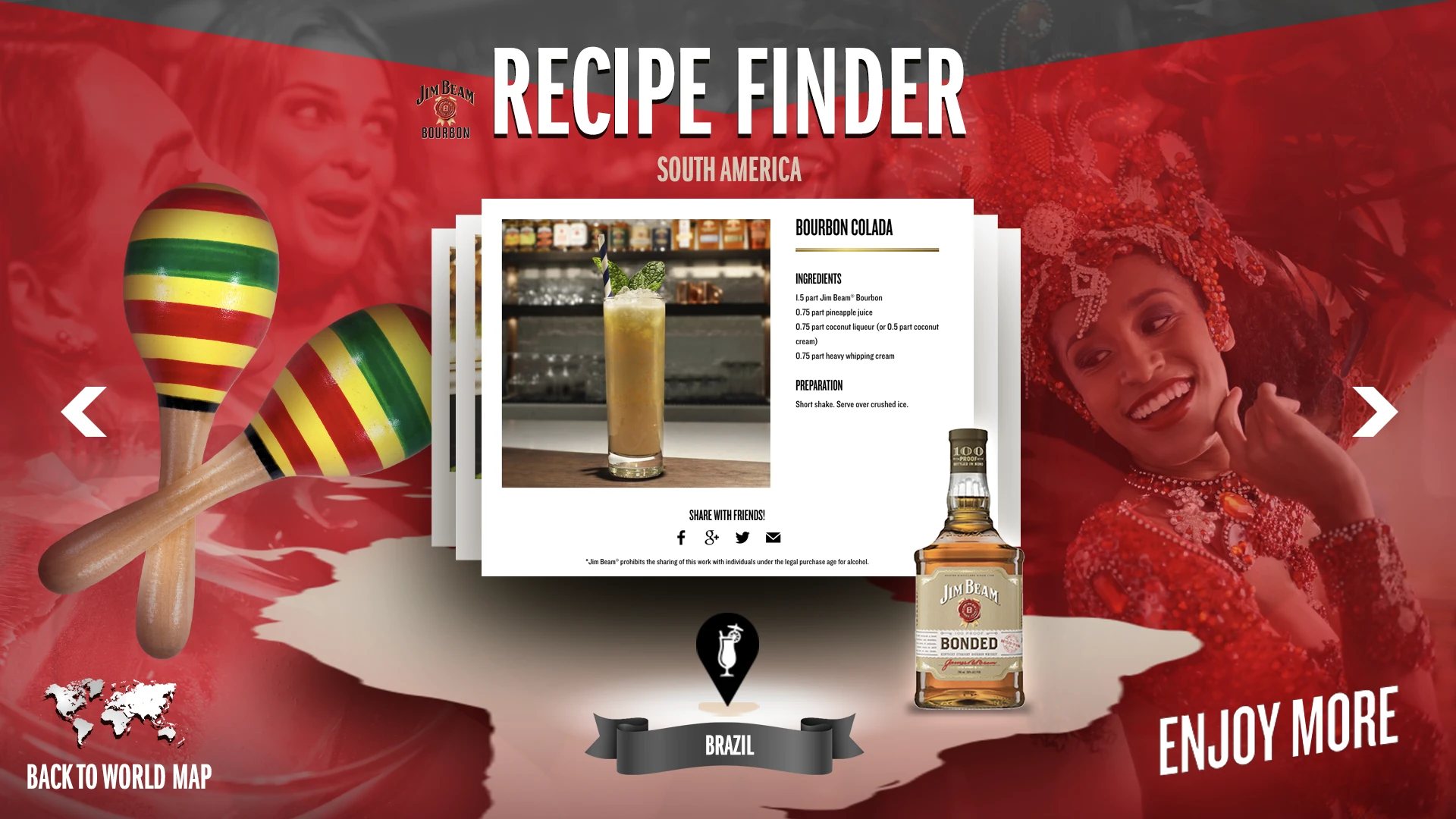 Jim Beam Recipe Finder, interactive touch screen