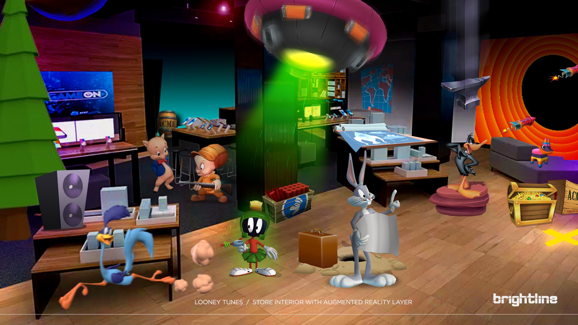 Looney Tunes AR layer in an AT&T store, Warner Bros.