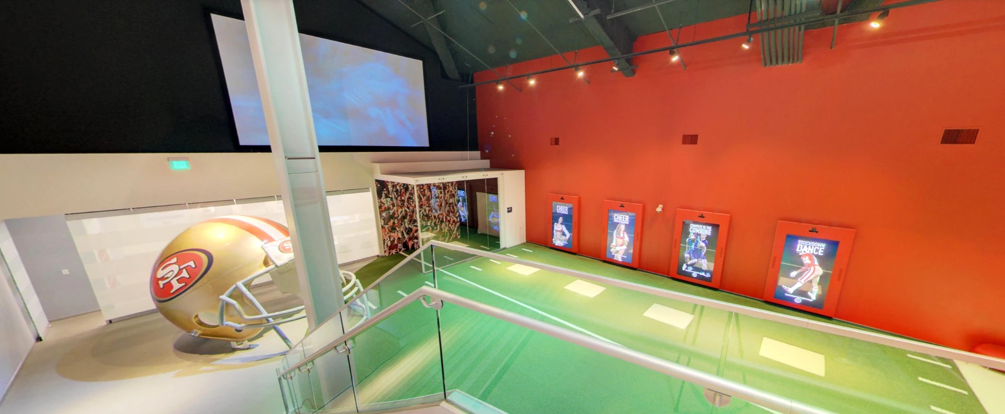 49ers Museum, interactive zone with Cheer, Combine and Touchdown Dance kiosks